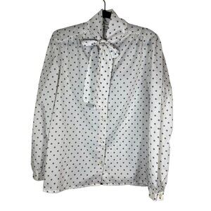 David Strauss Vintage Polka Dot Top L Gray Retro Classic Old Money Preppy Artsy